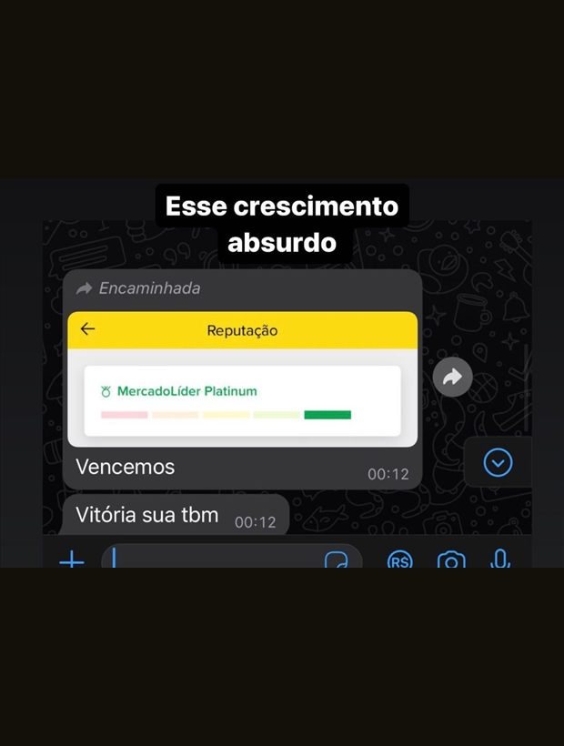 Mentorado comemorando a reputação no Mercado Livre