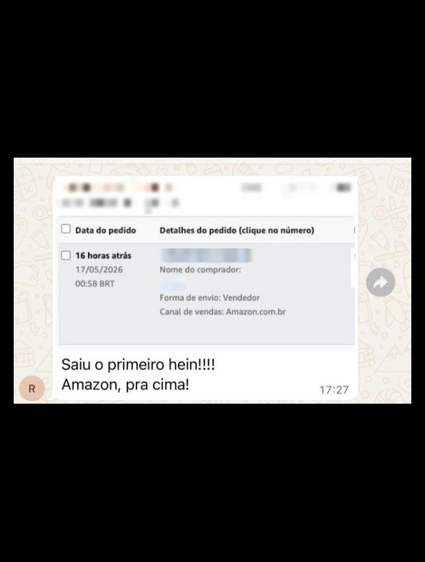 Mentorado comemorando o primeiro pedido na Amazon