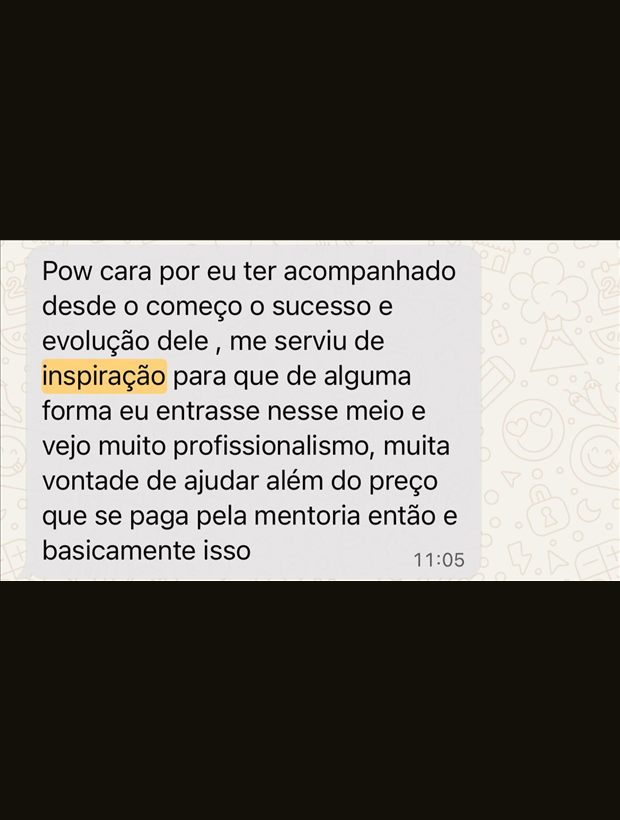 Depoimento de mentorado dizendo que a mentoria se paga